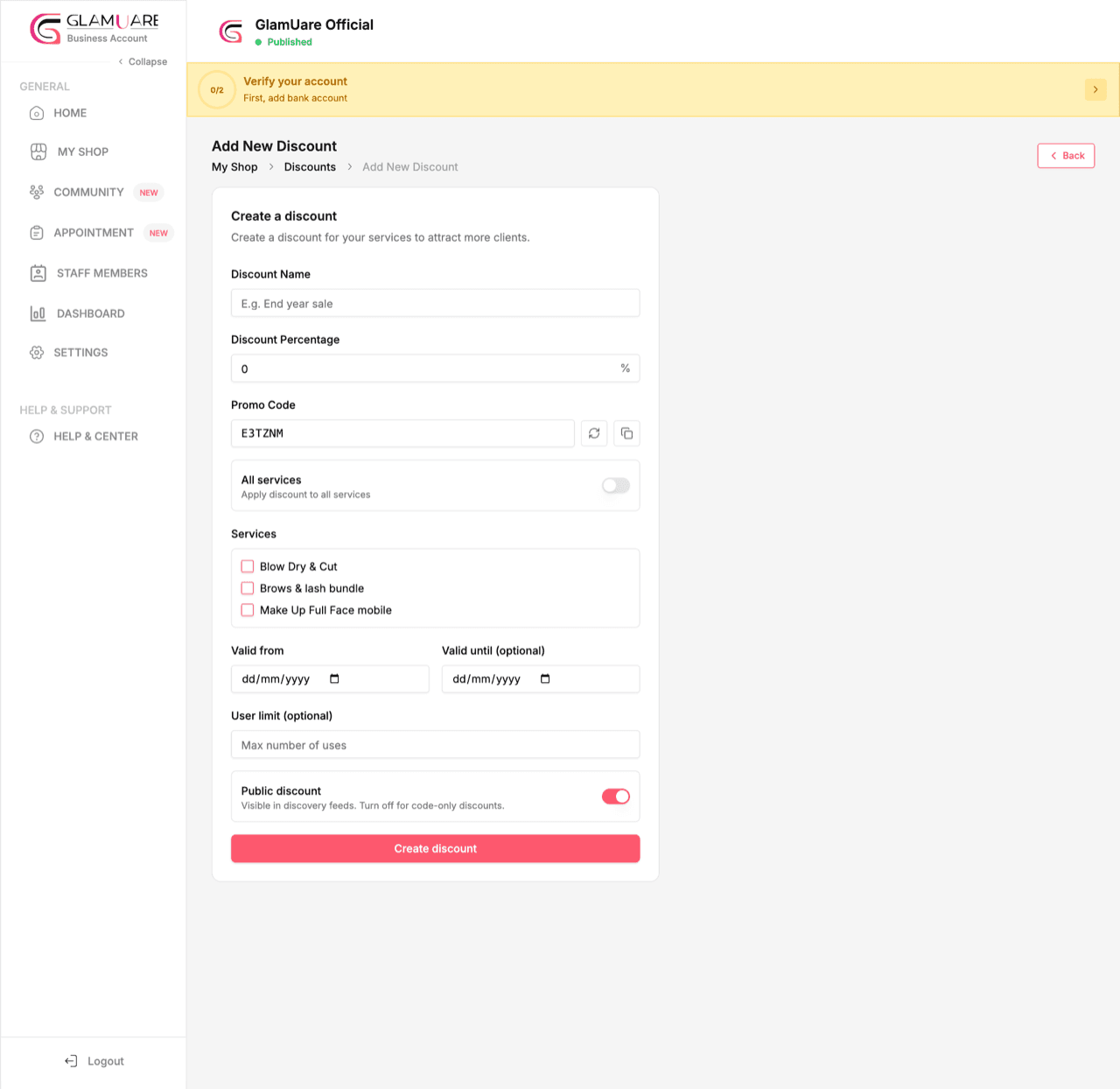 Glamuare app — Offers & vouchers