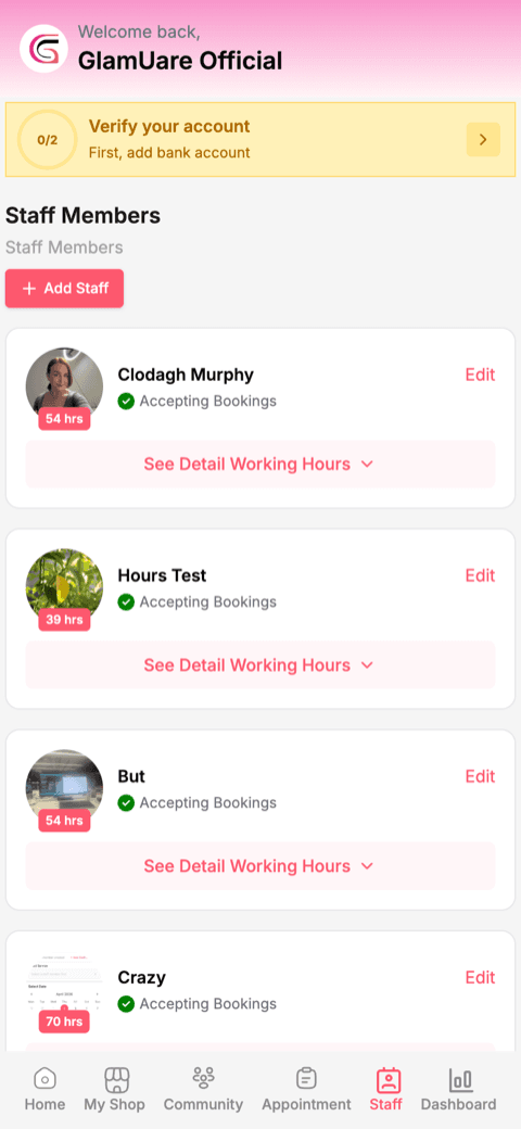 Reviews, staff & services — all yours to manage — mobile